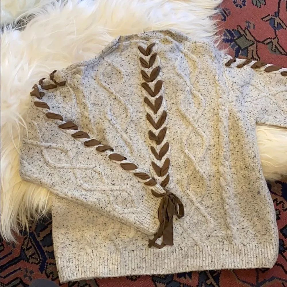 Gray sweater with tie detail